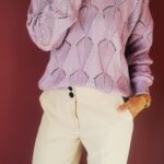 Sweter ażurowy fiołkowy