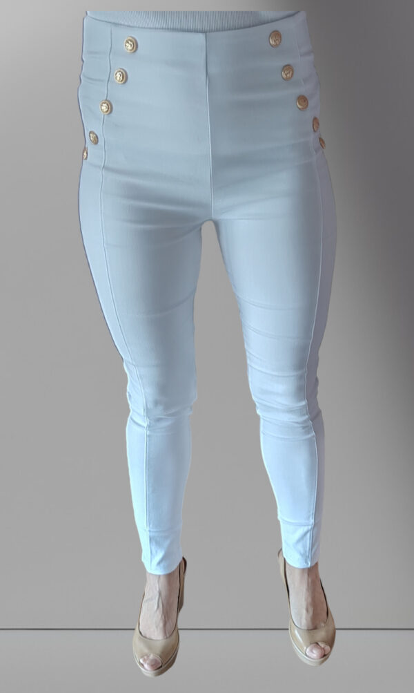 spodnie jeans - białe spodnie jeans - białe spodnie jeans ze złotymi guzikami - na każdą okazje - na wyjścia - biznesowe