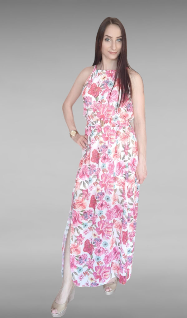 długa letnia sukienka w kwiaty - długa szyfonowa sukienka w kwiaty - sukienka maxi w kwiaty - długa szyfonowa sukienka maxi w kwiaty